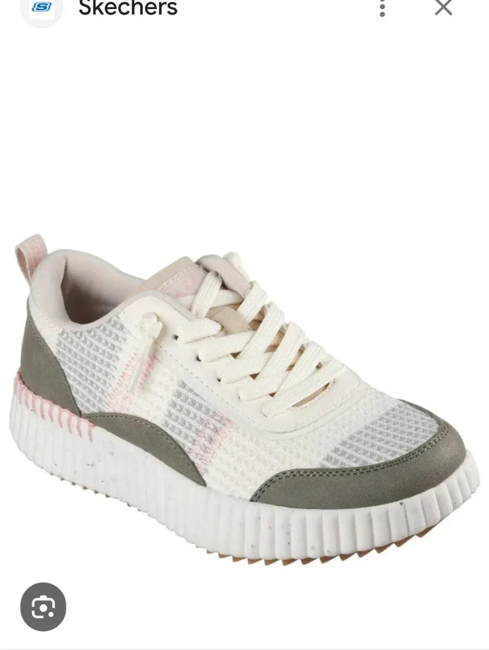 Skechers  Bobs Memory Foam Women's White, Gray & Light Pink Mesh Sport Sneaker